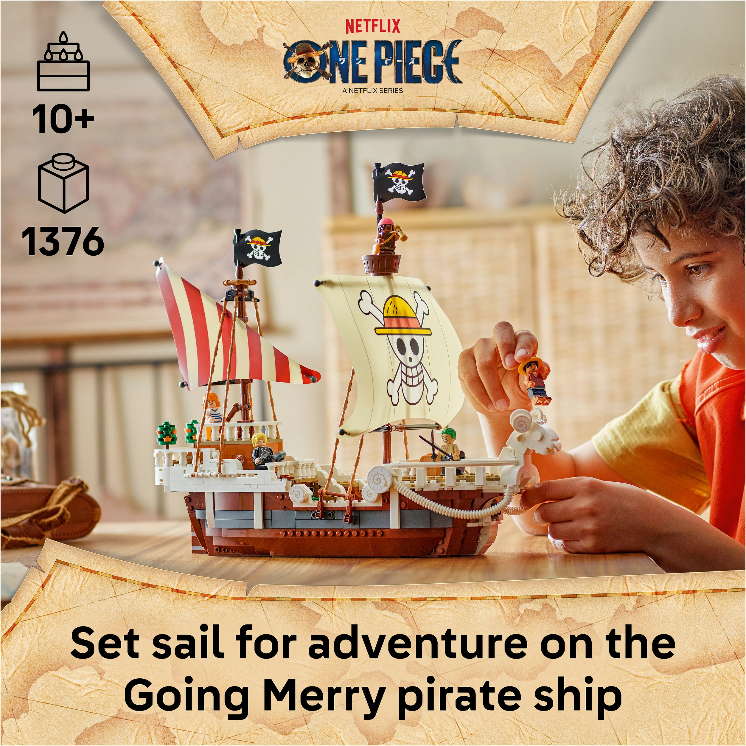 Set ndërtimi LEGO ONE PIECE The Going Merry Pirate Ship 75639, 1376 pjesë, 10+, multikolor