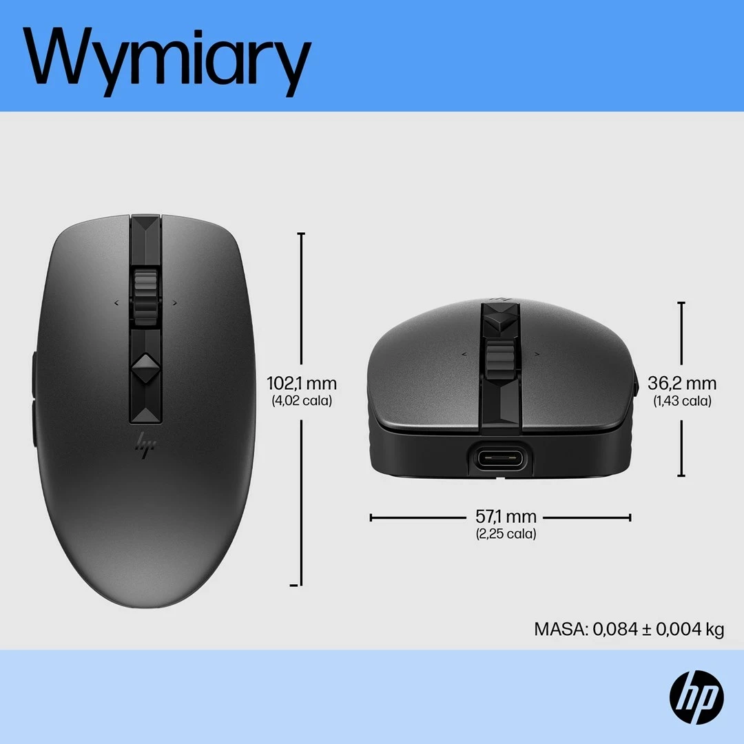 Maus HP 710 i rikarikueshëm, i qetë, i zi