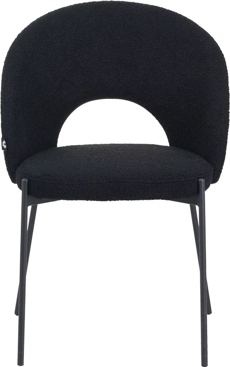 Karrige Masebo, pëlhurë bouclé, ngjyrë e zezë, këmbë metalike, 68x66x82.5cm