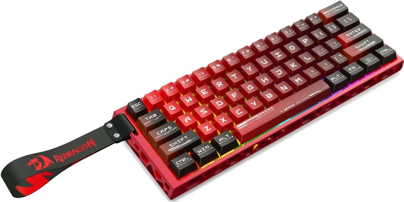 Tastierë gaming Redragon Venom K753-RGB-M, 60%, RGB, Hot-Swap, USB-C, e kuqe