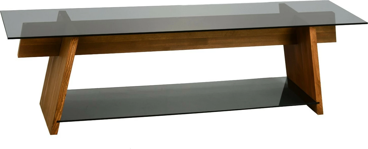 Komodë TV Hanah Home, TV201, ngjyrë arrë dhe e zezë, xham i temperuar, 158x45x40cm