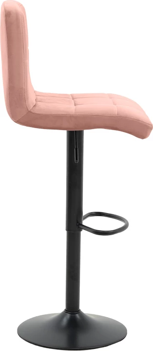 Karrige për bar Remina, lartësi e rregullueshme, kadife ngjyrë mollë e kalbur, bazë e zezë mat, set 2 copë, 44x44x112cm