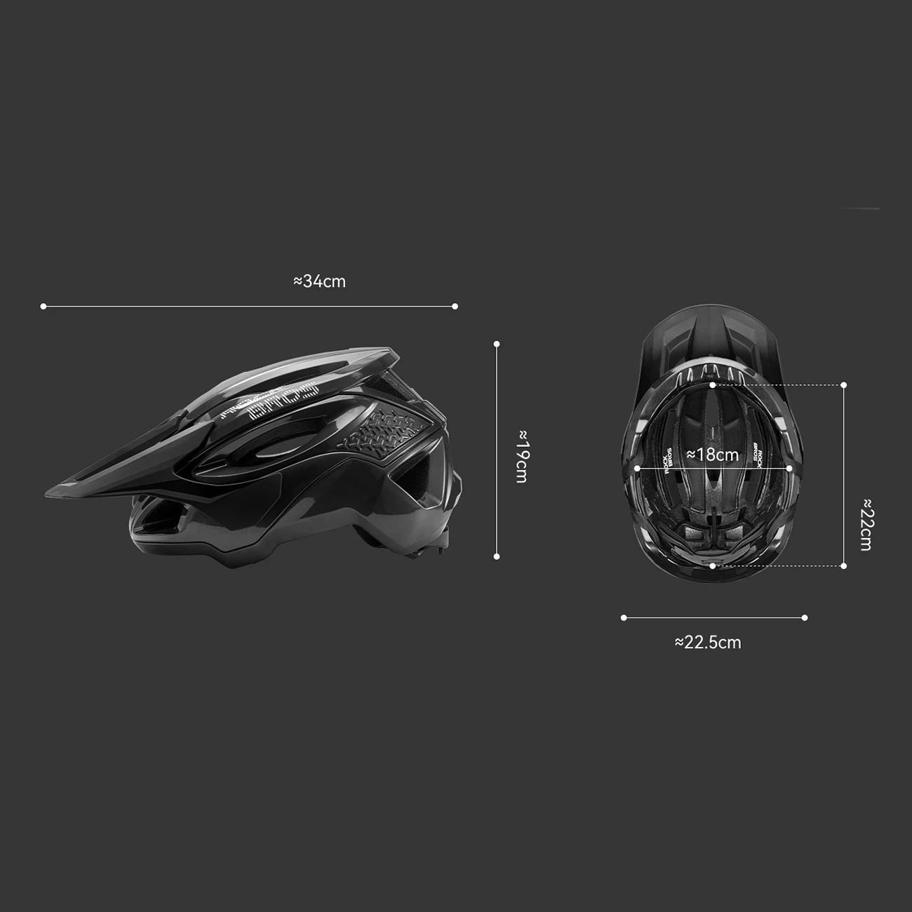 Helmetë për biçikletë Rockbros LK-99 58-62 cm, vizor i rregullueshëm, mbyllje magnetike, e zezë, në kuti