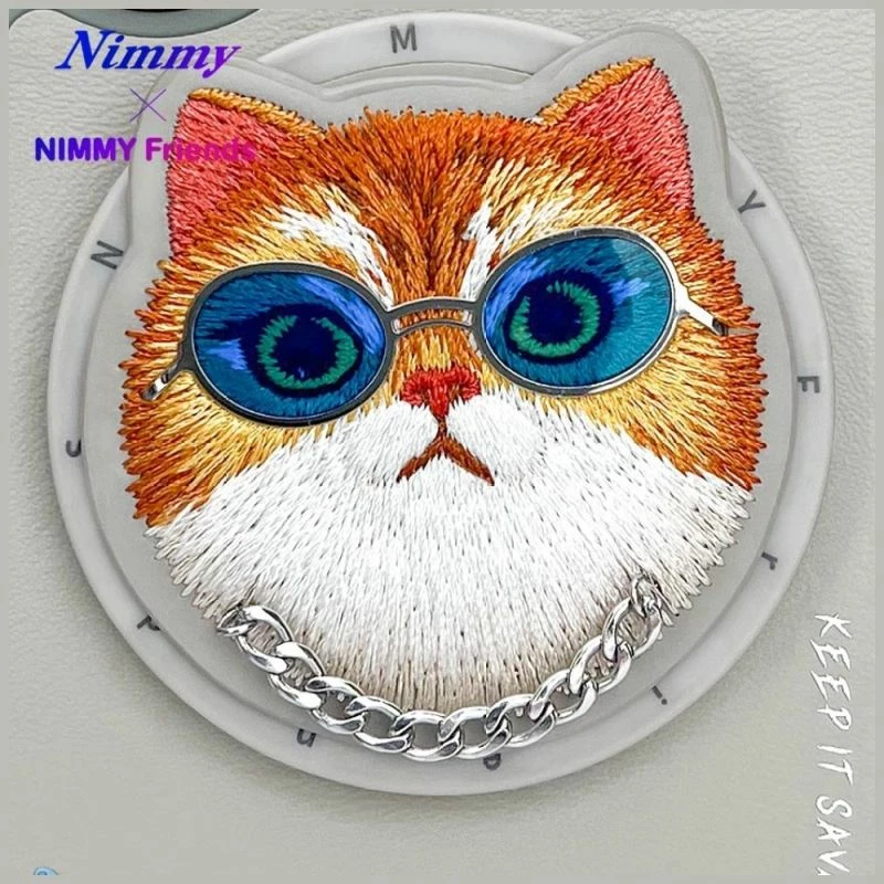 Kuti MagSafe Nimmy Glasses Cool Cat për iPhone 16, gri