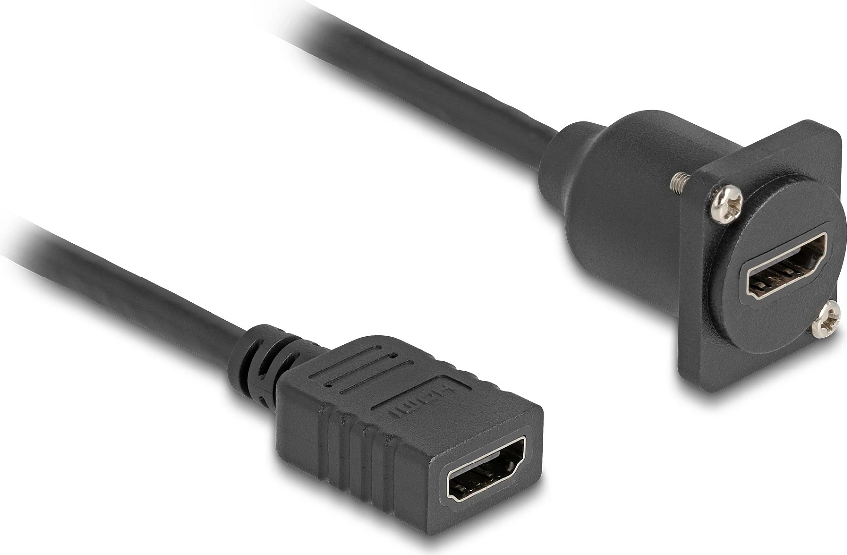 Kabllo HDMI DeLOCK D-Type femër në femër, 20 cm, 4K 60Hz, e zezë