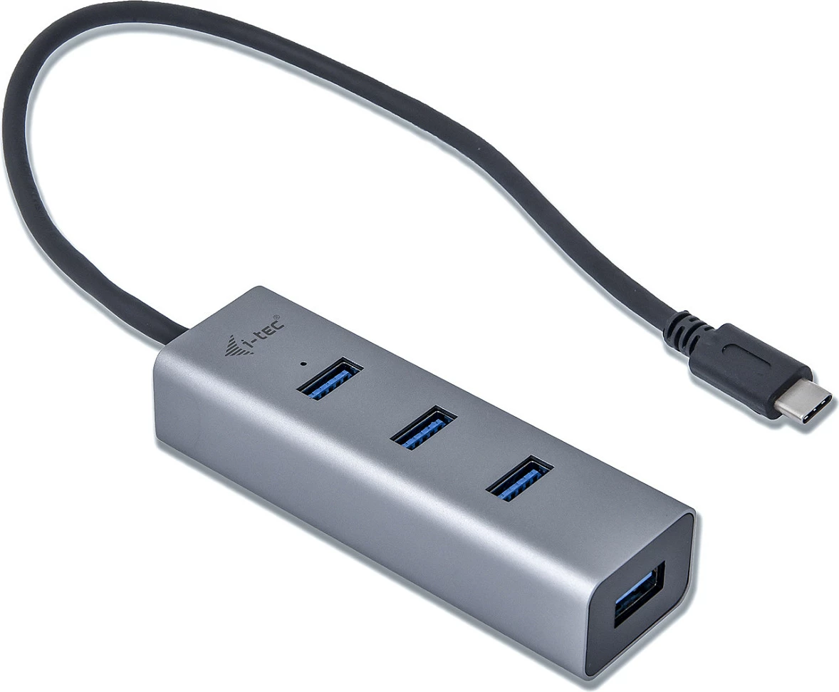 USB-C HUB I-Tec Metal 4 porta, USB 3.2 Gen 1, 5000 Mbit/s, gri