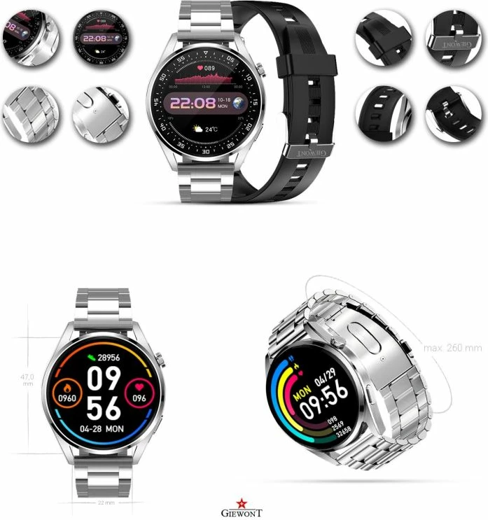 Smartwatch Giewont për meshkuj, argjendi