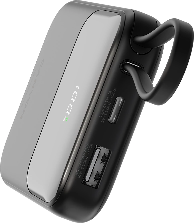 Power bank CANYON OnPower 101 10000 mAh PD 22.5W me kabllo të integrume Type-C, e zezë