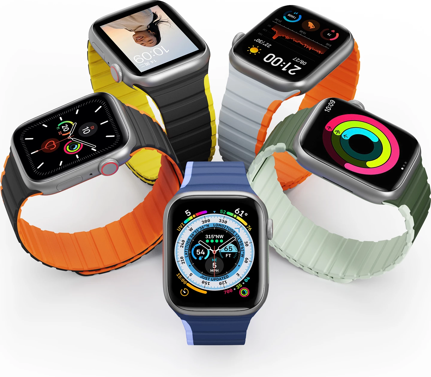 Rrip magnetik për Apple Watch Dux Ducis LD Version, 41/40/38mm, gri-portokalli