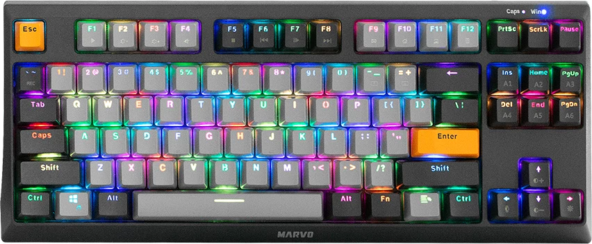 Tastierë mekanike Marvo KG980B TKL 87 taste, Hot-swap, RGB, Type-C, e zezë