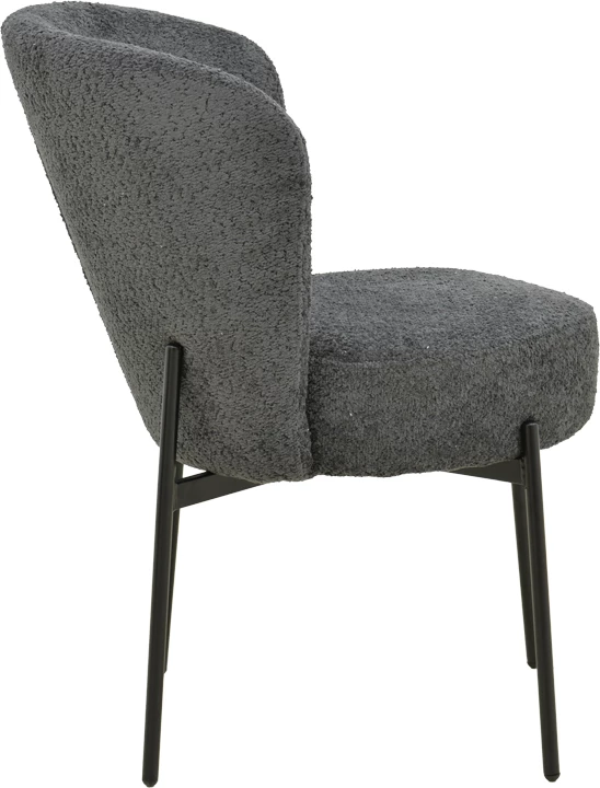 Set 2 karriga Houlian, stof antracit, këmbë metalike të zeza, 46x66x89cm