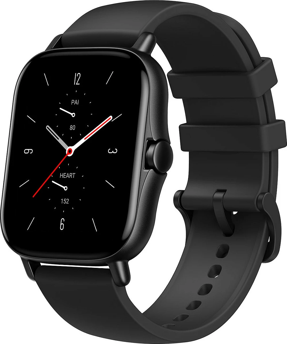 Smartwatch Amazfit GTS 2, AMOLED 1.65", GPS, 3GB muzikë, rrip silikoni, i zi