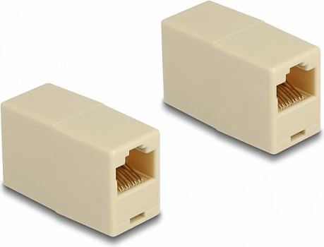 Adapter RJ45 DeLOCK, femër/femër, i drejtë, Cat8.1, bezhë