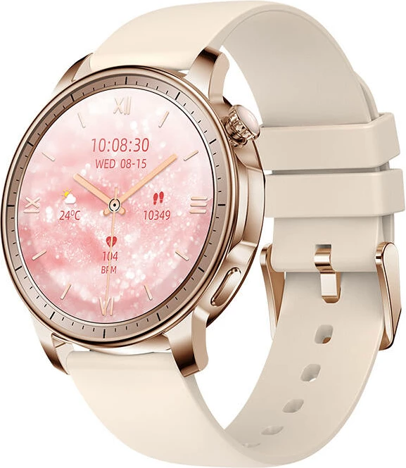 Smartwatch Colmi V65, 1.32" AMOLED, për iOS/Android, Gold