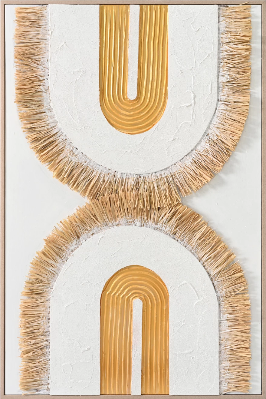 Pikturë muri 3D FH4537.01 me kornizë PS ngjyrë bezhë-kanavacë e bardhë-dorëpunuar 80x3.5x120 cm