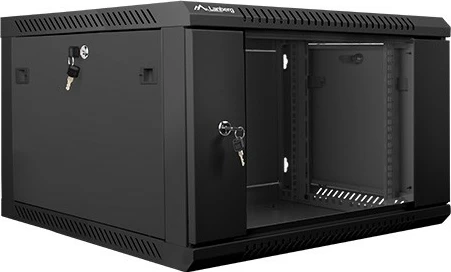 Kasë rrjeti Lanberg WF01-6606-10B, 19", 6U, 600x600mm, derë xhami, e zezë