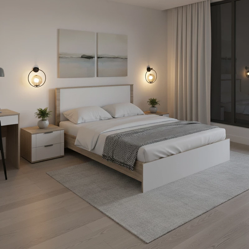 Krevat Athos, ngjyrë sonoma-bardhë, 160x200cm