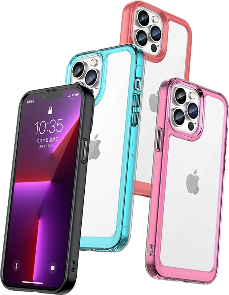 Mbështjellës Hurtel Outer Space Case për iPhone 13 Pro Max, hard cover me kornizë xheli, kaltër