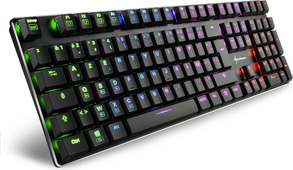 Tastierë mekanike Sharkoon PureWriter RGB, Kailh Blue, AZERTY, me drita RGB, e zezë