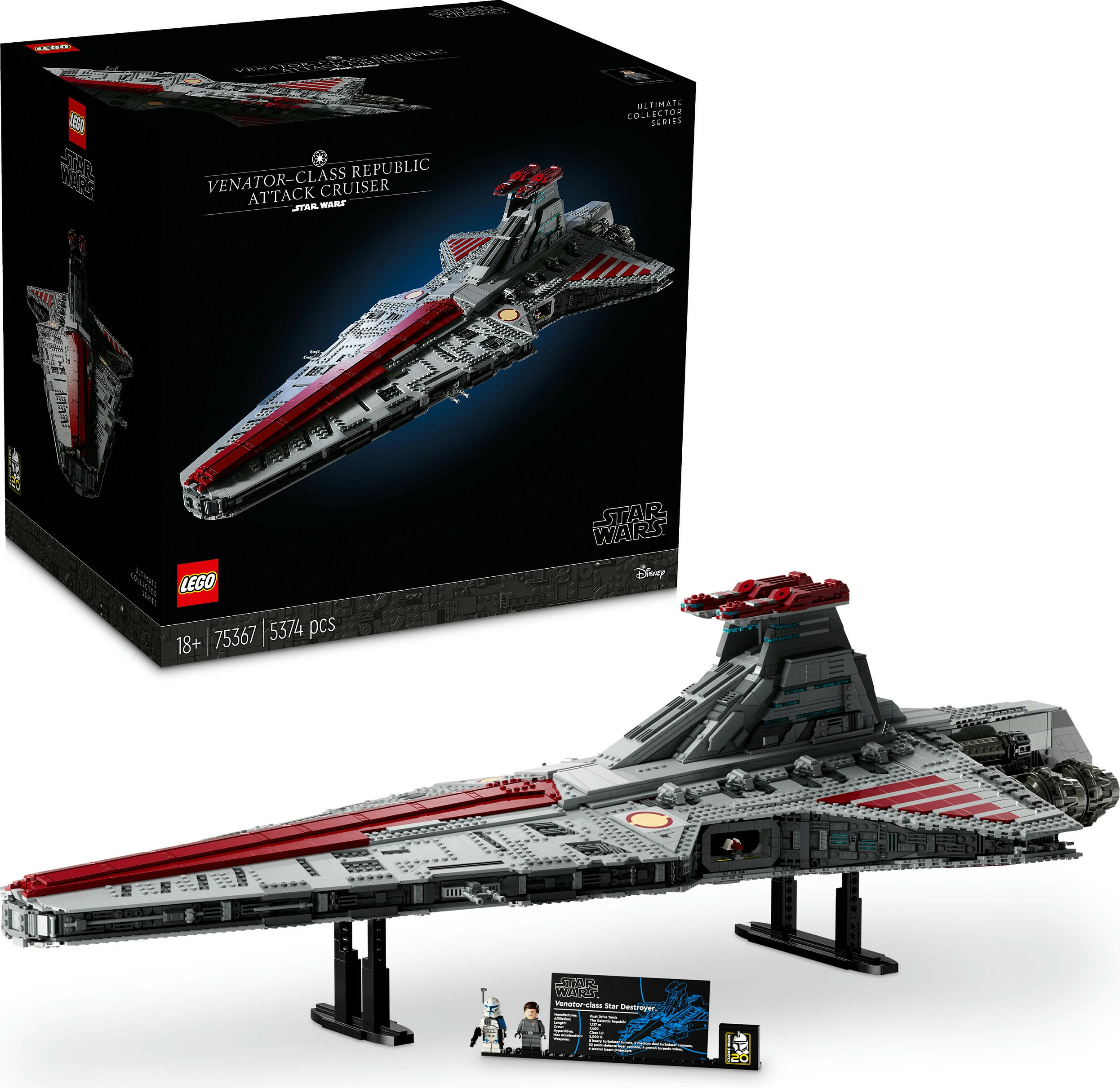 Set ndërtimi LEGO Star Wars Venator-Class Republic Attack Cruiser, 5374 pjesë, plastikë, shumëngjyrësh