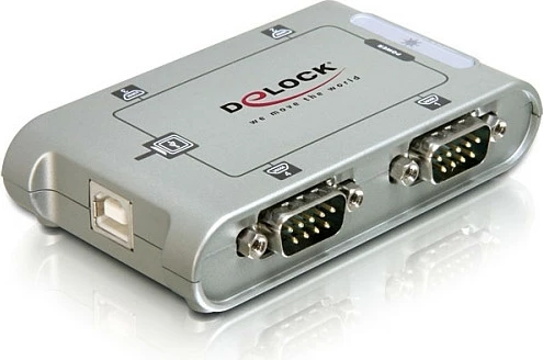 Adapter USB 2.0 në Serial DeLOCK 4-Port, Plug&Play, Silver