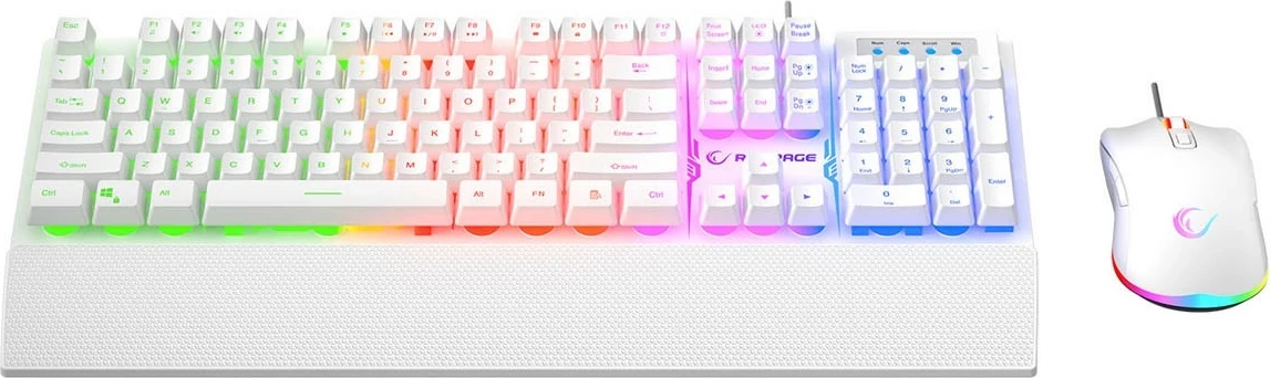 Set tastierë me maus Rampage Fortuna, RGB, 12800 DPI, e bardhë