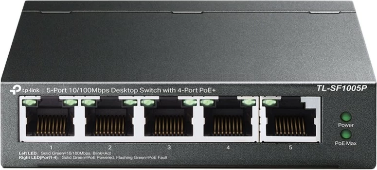 Switch TP-Link 5-Port 10/100Mbps Desktop PoE, i pa menaxhuar, Fast Ethernet, Full duplex