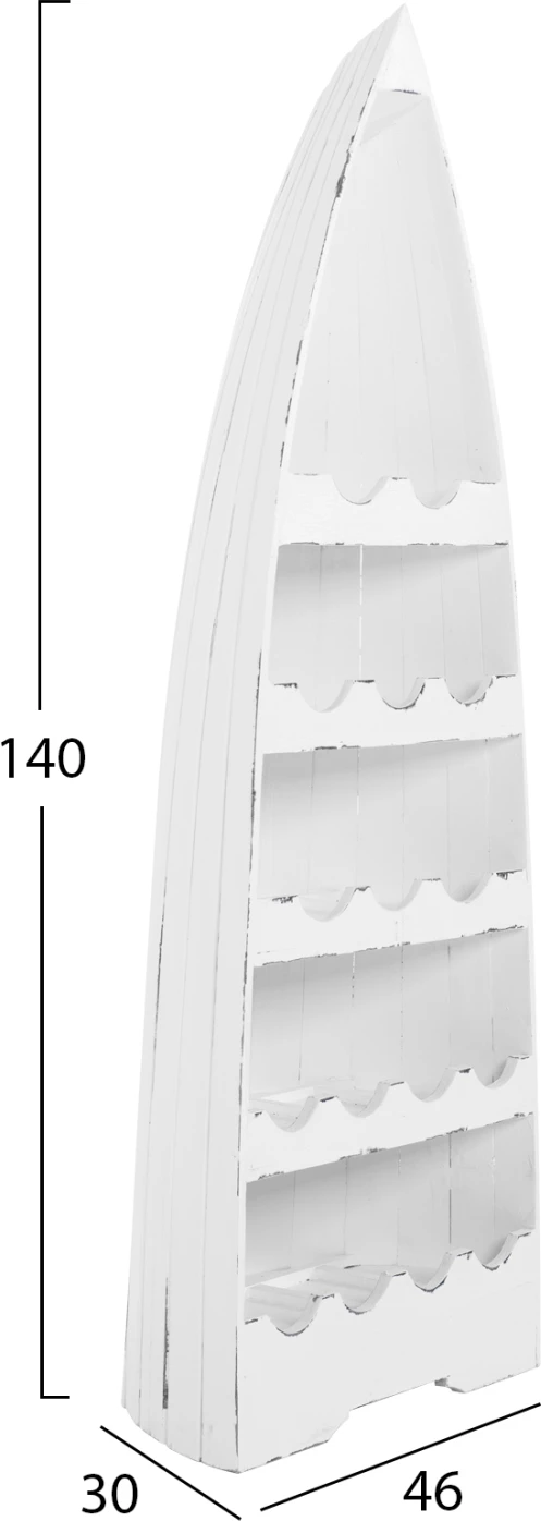 Raft vertikal për shishe, formë varke, dru mahogany, FH9495, 46x30x140H cm