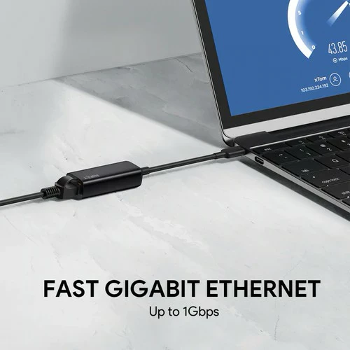 adapter rrjeti AUKEY CB-A30 USB-C në Gigabit Ethernet 1 Gb/s, USB 3.0 Type-C, LED tregues, kasë alumini
