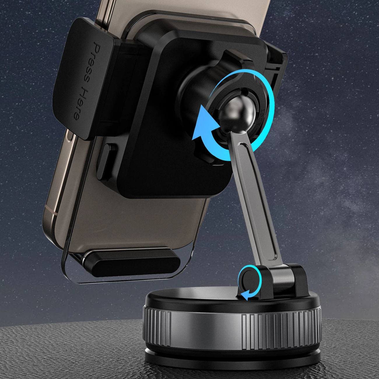 mbajtës makine për celular Dudao F24PLUS me kapje vakum, montim në panel, rregullim 360°, aliazh zinku/plastikë, i zi