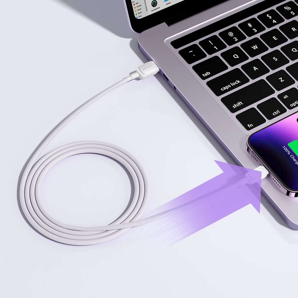 Kabllo Joyroom Multi-Color Series A14, Lightning në USB-A, 1.2m, 2.4A, Bardhë