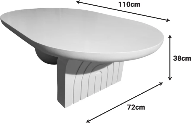Tavolinë kafeje Kane, dru akacie i fortë, ngjyrë e bardhë, 110x72x38cm