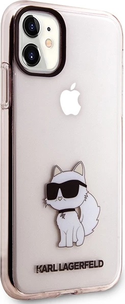 Mbështjellës Karl Lagerfeld KLHCN61HNCHTCP për iPhone 11/XR 6.1", i fortë, Choupette, rozë