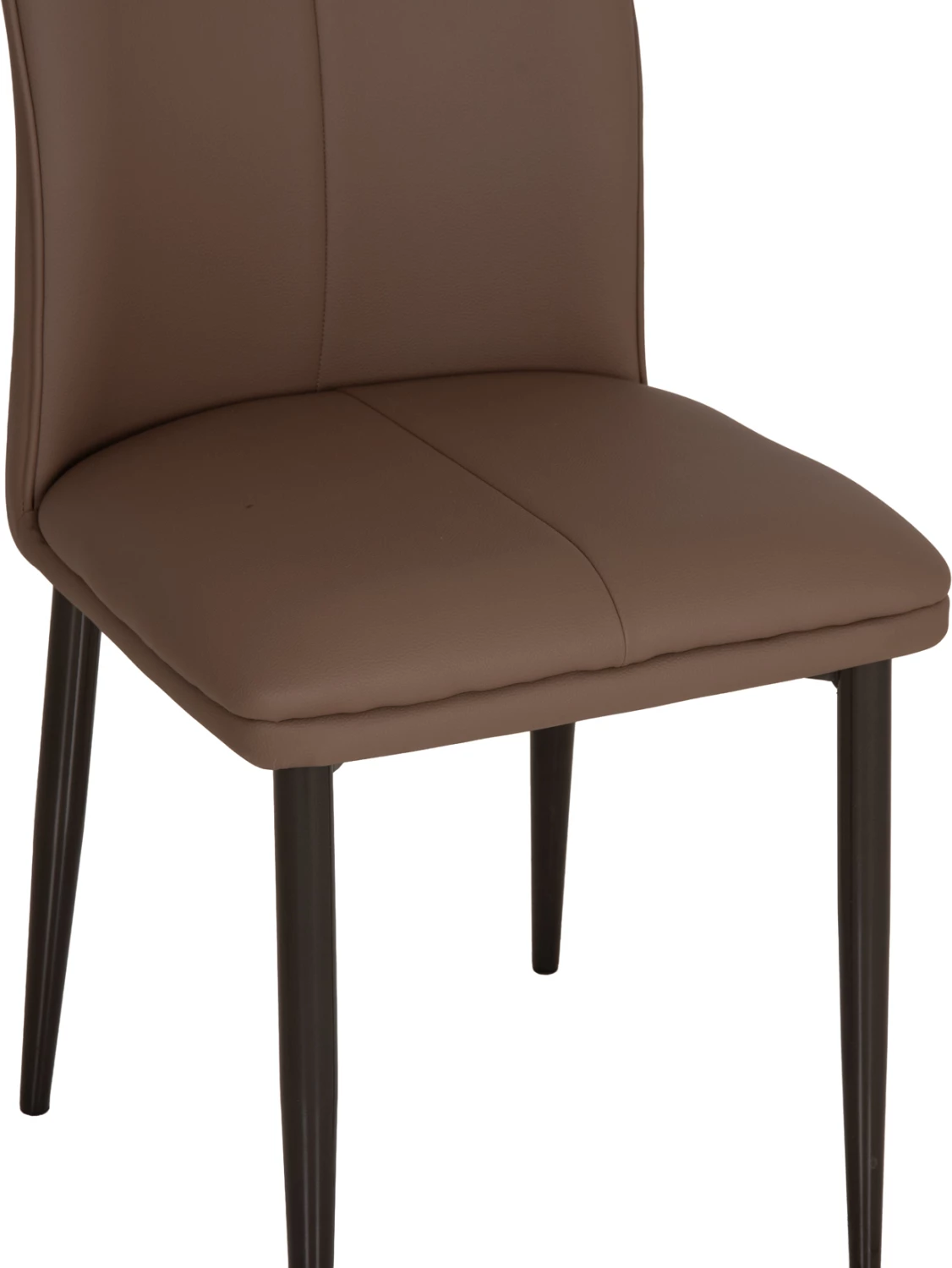 Karrige për ngrënie NAMIS, lëkurë PU ngjyrë kafe, këmbë metalike të zeza, 45x55x85cm, set 2 copë