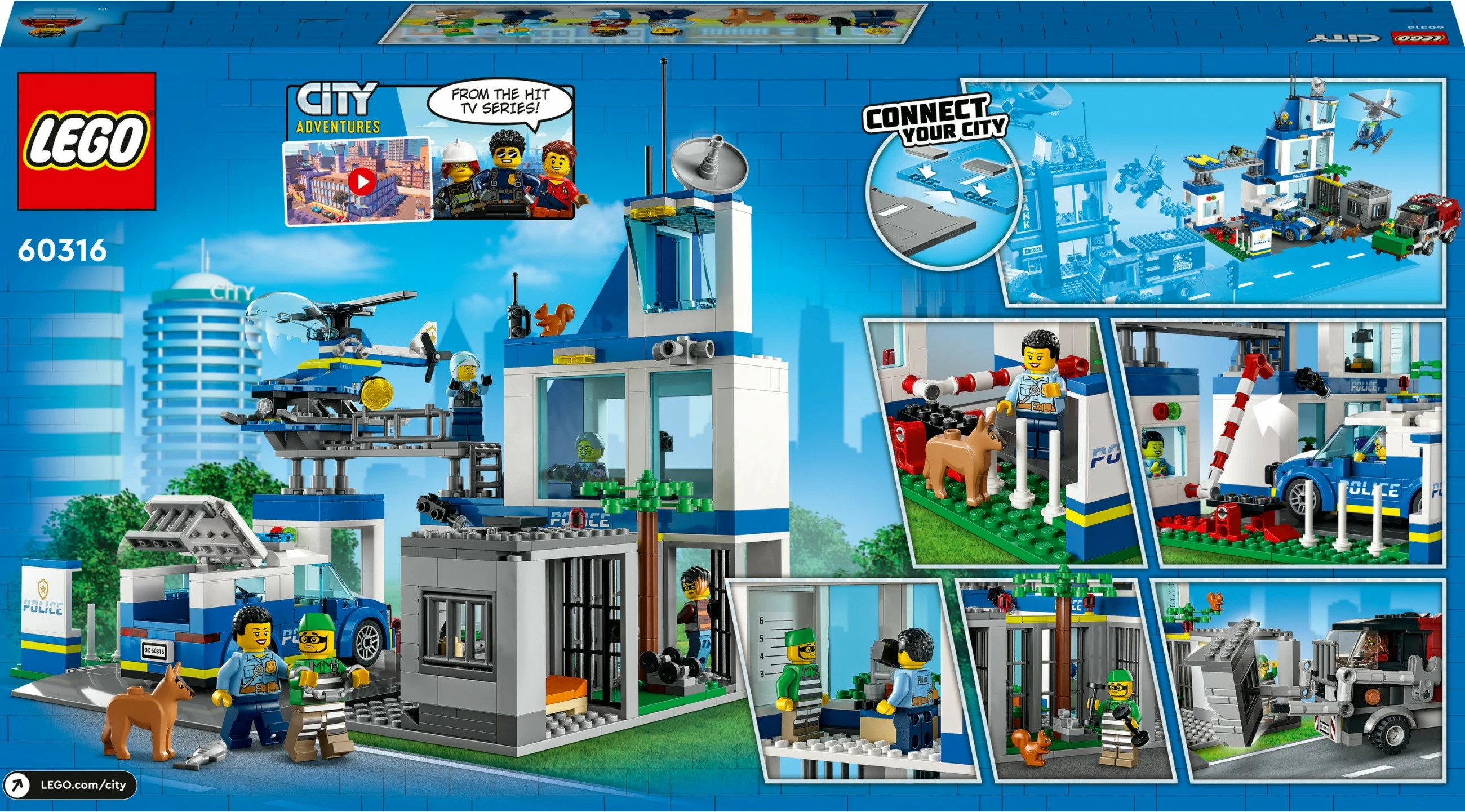 Set ndërtimi LEGO City Police Station, 668 pjesë, plastikë, shumëngjyrësh