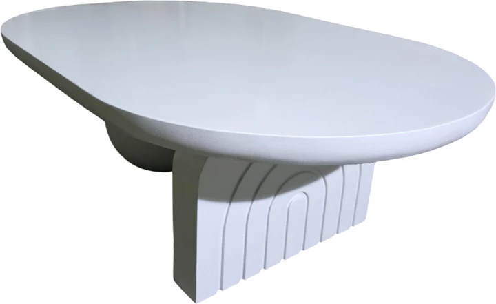 Tavolinë kafeje Kane, dru akacie i fortë, ngjyrë e bardhë, 110x72x38cm