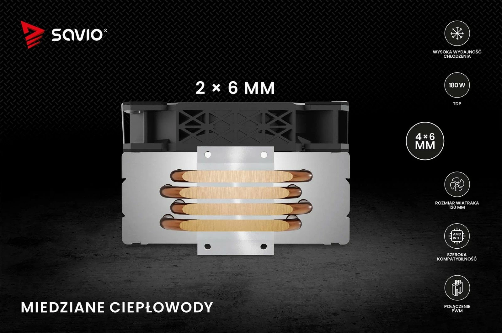 Kasë ftohëse procesori Savio Vortex X2 ARGB, 120 mm, 4 heatpipe, ARGB
