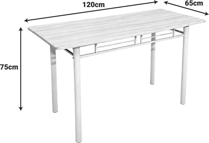 Tavolinë me karrige Roza, 5 copë, MDF sonoma, këmbë metalike të bardha, 120x65x75cm