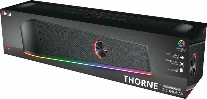 Altoparlant për kompjuter Trust GXT 619 Thorne 12W RMS 2.0 RGB LED, e zezë
