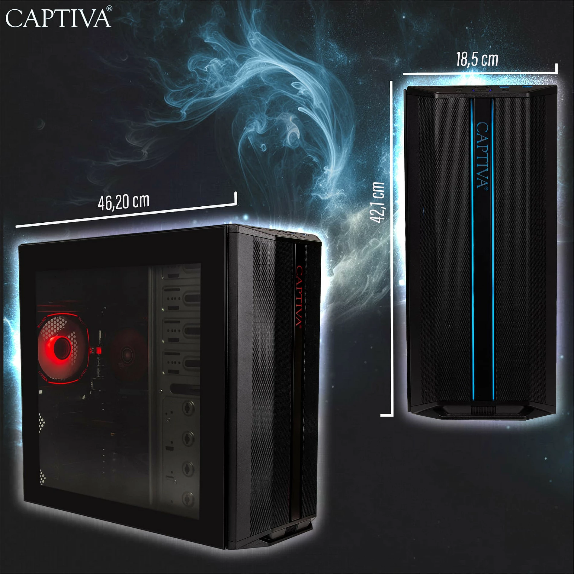 Kompjuter Desktop Captiva Advanced Gaming R98-206, Ryzen 7 5700X, 32GB RAM Memorje, 1TB M.2 SSD, GeForce RTX 5060 8GB, Wi‑Fi 6, Windows 11, i zi