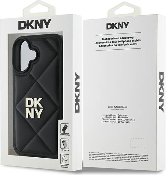 Mbështjellës DKNY Quilted Stack Logo për iPhone 16, i zi