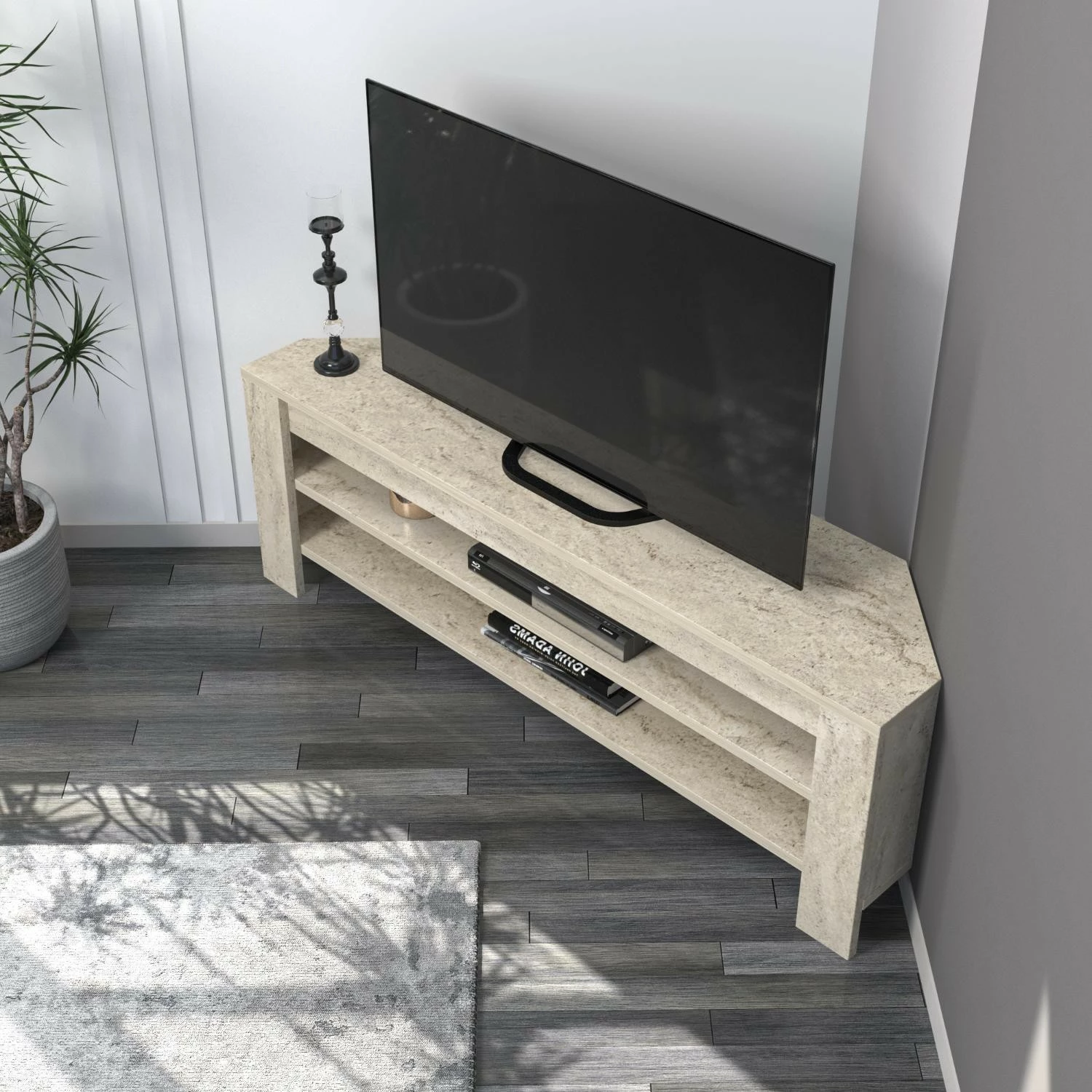 Komodë këndi për TV Hanah Home, ngjyrë travertin