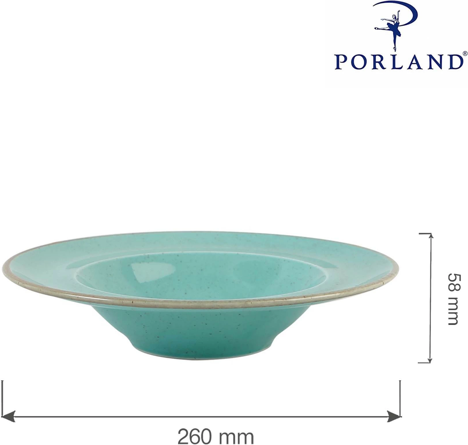 Pjatë për pasta Porland Seasons Laguna Ø260 mm, 500 ml, porcelan, kaltër e qiellit, set 6 copë