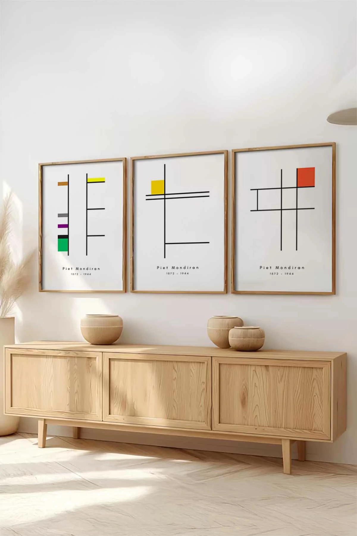 Pikturë dekorative me kornizë, MDF, set prej 3 copash, Wallity, Huhu509, 50x70 cm