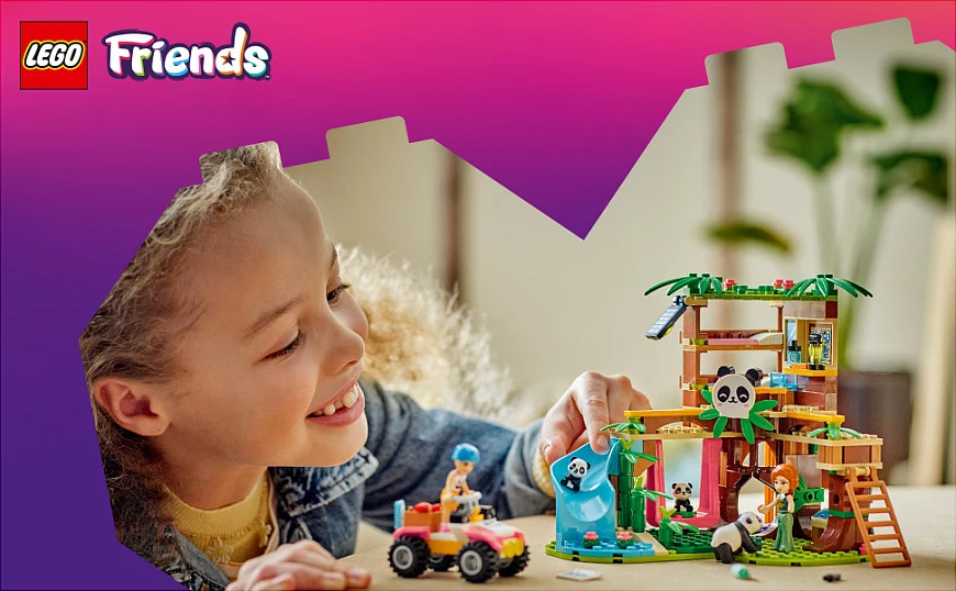 Set lodër LEGO Friends 42648 Strehë e Pandave, 243 copë, 7+