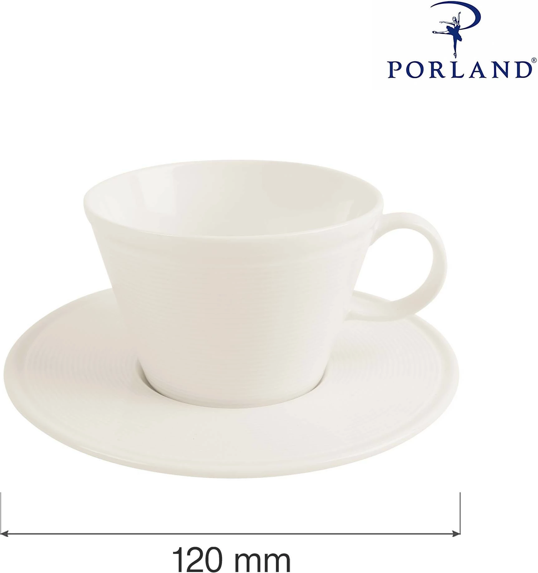 Nënfilxhan porcelani Porland Line 120 mm, krem, set 6 copë