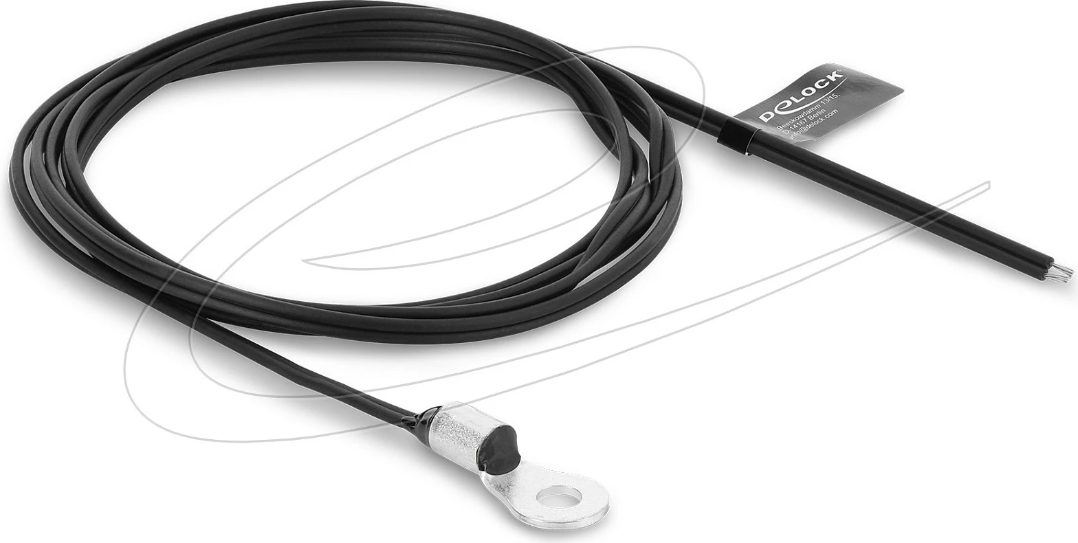Kabllo sensor temperature DeLOCK M4, 1 m, 2 skaje të hapura, e sheshtë, e zezë