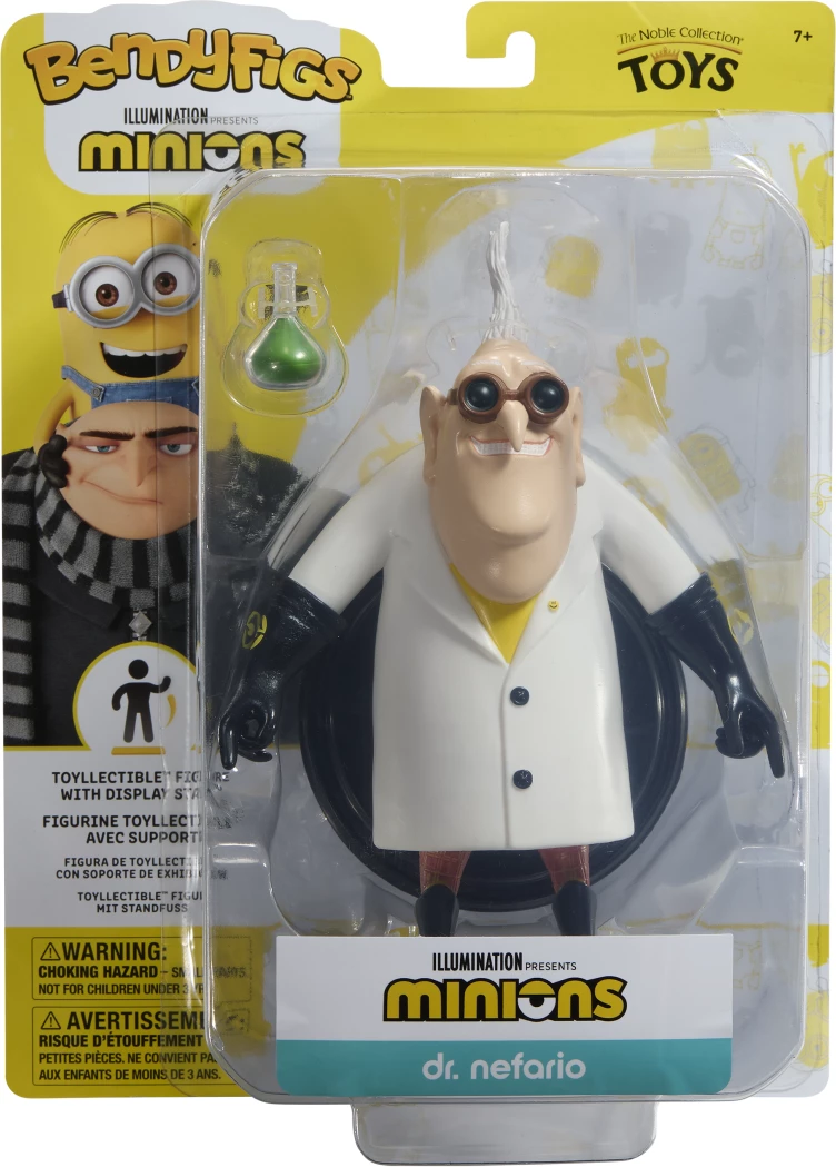 Figurinë fleksibile Noble Collection Bendyfigs Universal Minions Dr. Nefario 18.4 cm, me stand dhe gotë laboratorike