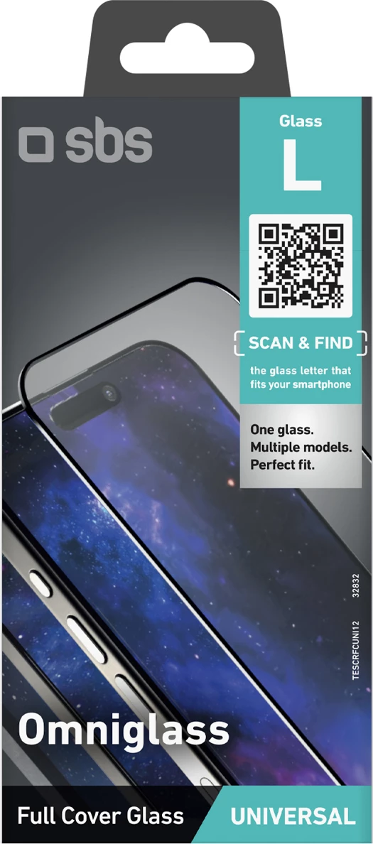 Mbrojtës ekrani qelq i kalitur, SBS, Omniglass L, Full Cover universal për celular, transparent