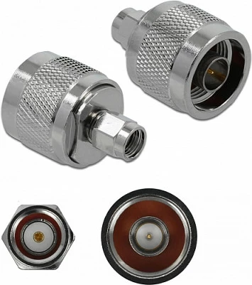 Adapter RF DeLOCK 89982, RP-SMA mashkull në femër, 50 Ω, nikel